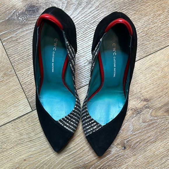 C’N’C CoSTUME NATIONAL Black Suede & Tweed Pumps Size 36/6 - Picture 2 of 8